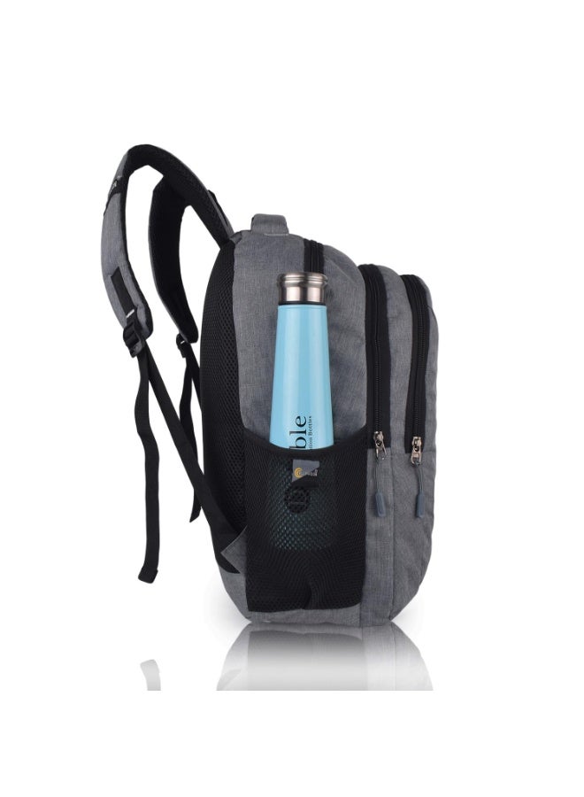 هاف مون Half Moon Spring 34L School Bags For Boys School Bag For Girls | 4 Compartment Backpack For Men & Women | Water Resistant | 5 Zips Stylish And Trendy College Bag For Unisex (Grey) - Image 3