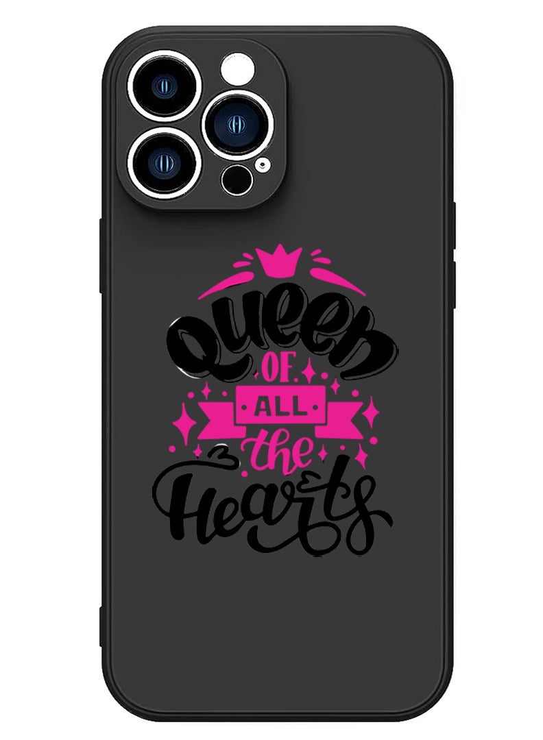 Theodor Protective Slim Fit Case Liquid Silicone Cover with Full Body Protection Anti-Scratch Shockproof Case For iPhone 13 Pro Black  - Queen of all hearts copy - Image 1