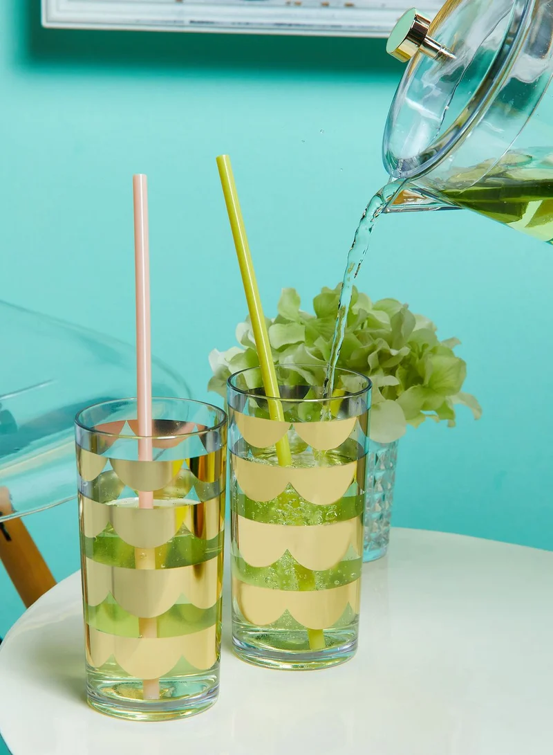 Kate Spade Gold Scallop Acrylic Highball Glass Set