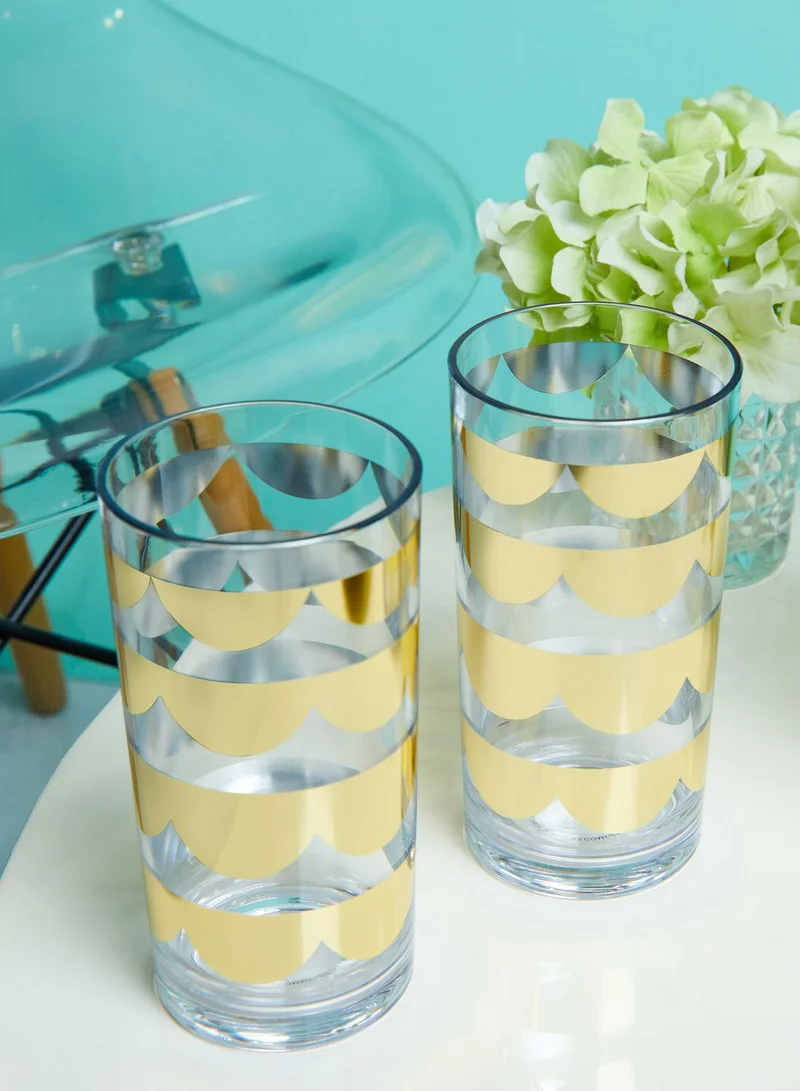 Kate Spade Gold Scallop Acrylic Highball Glass Set