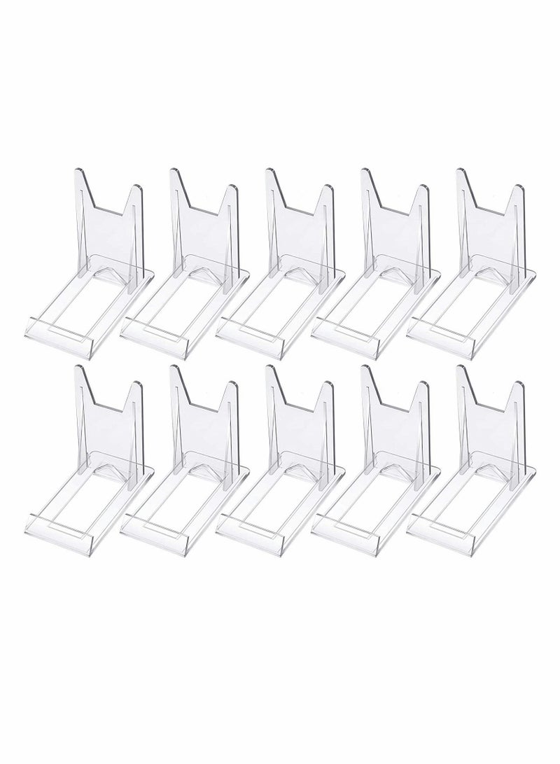 Y&D Acrylic Bracket Stands, 10 Pcs Plastic Display Holders Picture Plate Clear Mini Easels Stands to Pictures or for Home Office Supplies Festival Party Decoration - Image 1