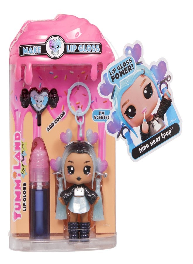 Yummiland Lip Gloss Doll: Sour Sweeties - Nina Heartpop Includes DIY Lip Gloss + Removable Keychain, Cosmetic Play, Collectible, Ages 4+ - Image 4