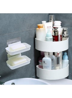 wolpin Plastic Wall Shelves (2 Pc with 2 Soap Cases) Round Corner Kitchen Bathroom Shelf Self-Adhesive Sticker Hooks Multipurpose Wall Holder Bathroom Storage Rack Box Strong Shower Rack Shelf-White - pzsku/Z8A310F2C3905A24D714EZ/45/_/1740118925/f0802b2b-14eb-4374-94ee-efb4b1c8c262