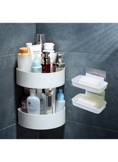 wolpin Plastic Wall Shelves (2 Pc with 2 Soap Cases) Round Corner Kitchen Bathroom Shelf Self-Adhesive Sticker Hooks Multipurpose Wall Holder Bathroom Storage Rack Box Strong Shower Rack Shelf-White - pzsku/Z8A310F2C3905A24D714EZ/45/_/1740119389/59befb04-7614-4bef-9d0e-1e0788e8d791