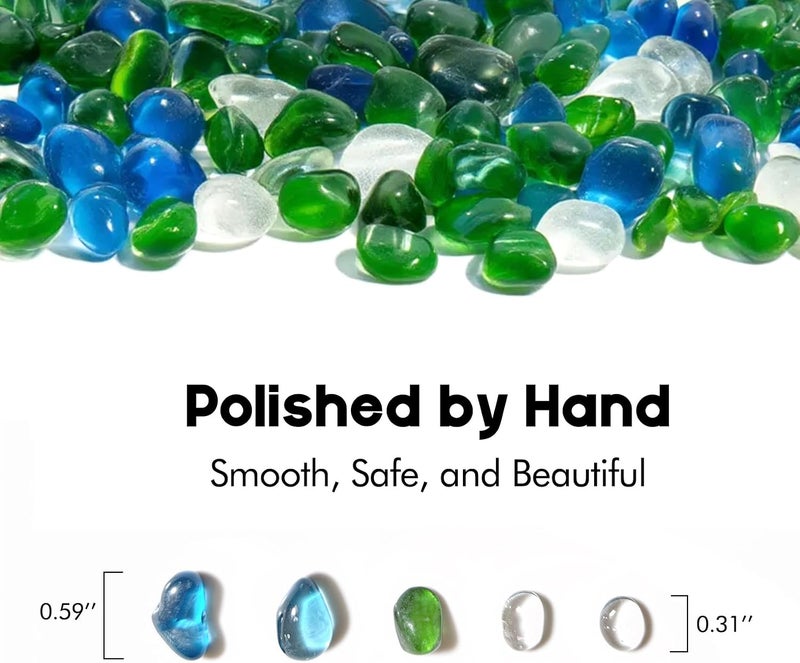 EDSRDUS 350g (0.77LB) Mixed Color Sea Glass Pebbles Irregular Smooth Glass Stones for Aquarium Rocks Vase Fillers DIY Crafts Plant Pots Home Decor Polished Decorative Glass Gems - Image 2