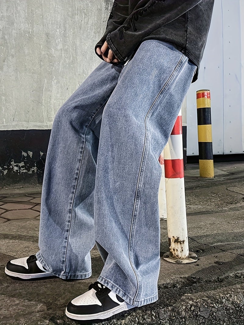 Loose Wide-Leg Jeans, Men'S Casual Street Style Loose Jeans, All-Season Wear - Image 4