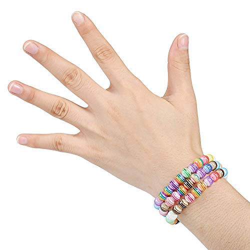 Looconi Amaney 300 pcs 8mm Acrylic Rainbow Stripes Beads Colourful Round with 1 Roll 5M Crystal String Cord for Jewelry Making Bracelets Necklaces Key Chains - Image 3