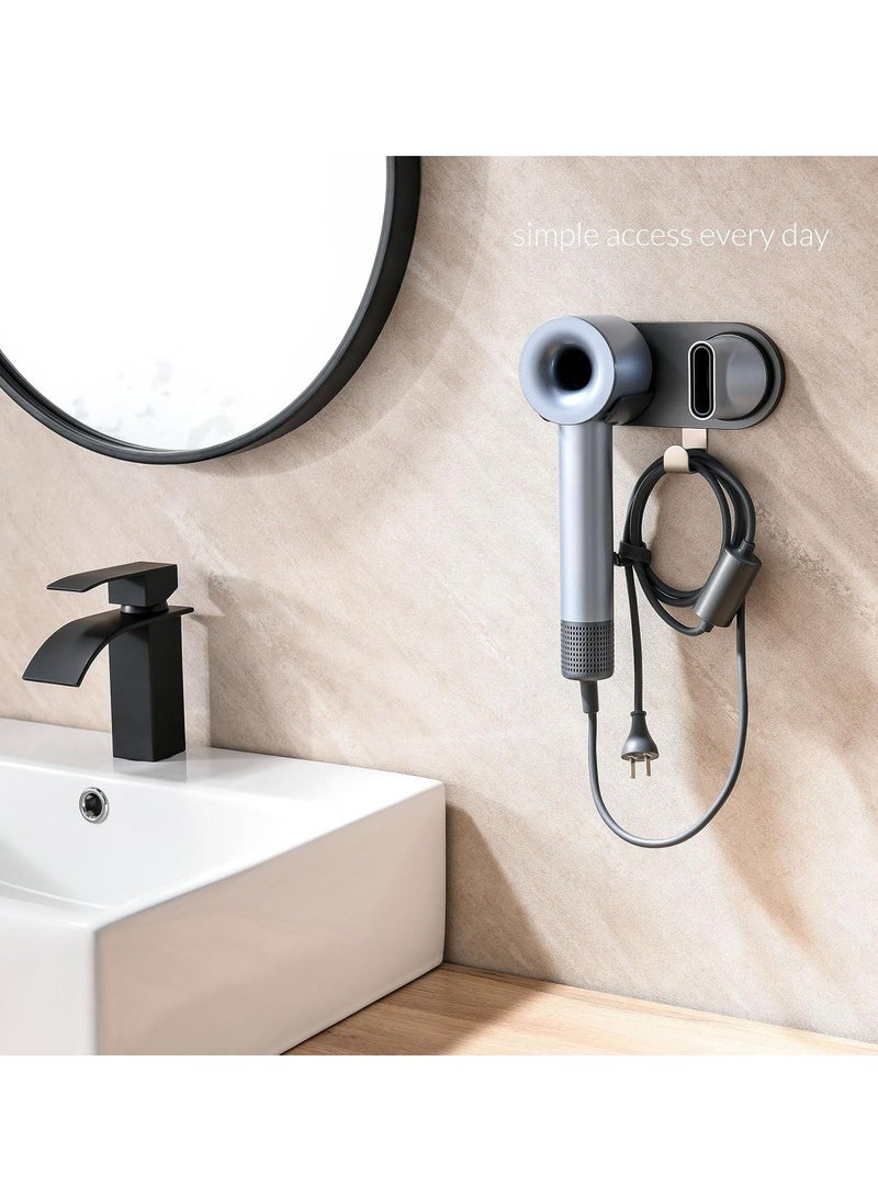 Wall Mount Hair Magnetic Dryer Holder, with Plug Cord Organizer, Magnetic Bracket Stand Storage Organizer Compatible for Dyson Supersonic Hair Dryerfor Cabinet Bathroom Aluminum Alloy, Grey  - Image 2