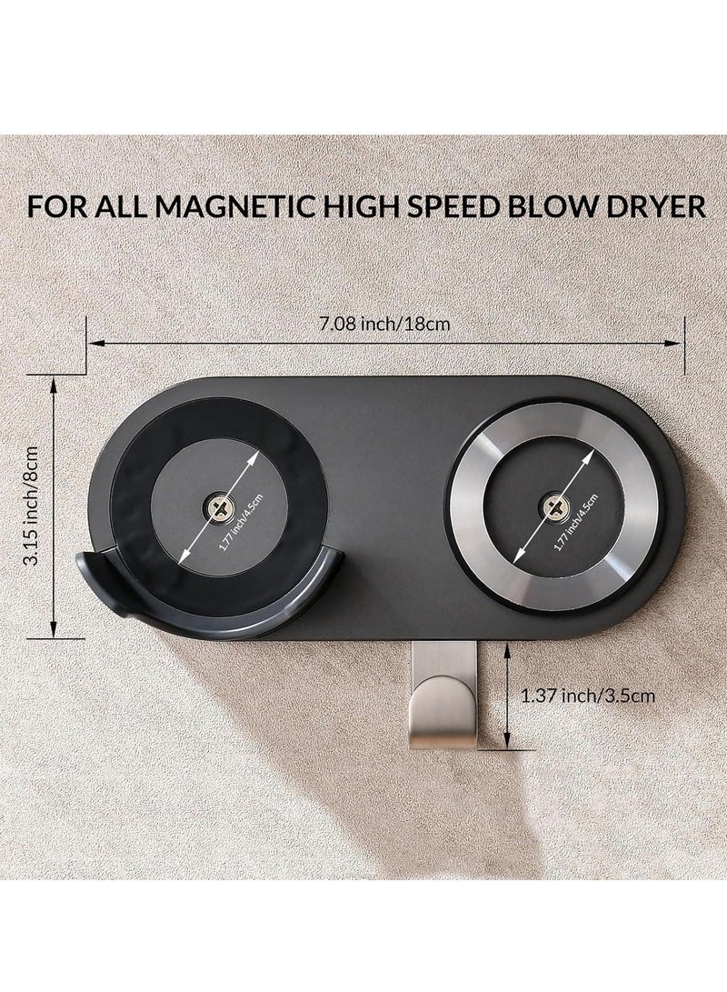 Wall Mount Hair Magnetic Dryer Holder, with Plug Cord Organizer, Magnetic Bracket Stand Storage Organizer Compatible for Dyson Supersonic Hair Dryerfor Cabinet Bathroom Aluminum Alloy, Grey  - Image 5