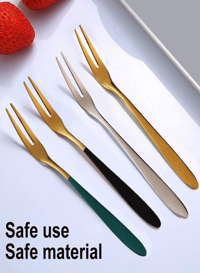 Mockery Fruit Fork Stainless Steel Tasting Appetizer Fork for Cake Dessert Salad Mooncake Mini Fruit Forks for Cake in Party Fork Restaurant Dessert Fork Portable Salad Fruit Fork (Blue, Pack of 3) - Image 3