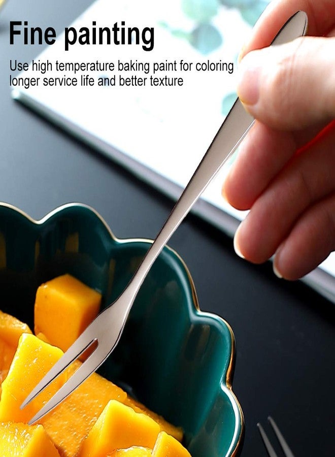 Mockery Fruit Fork Stainless Steel Tasting Appetizer Fork for Cake Dessert Salad Mooncake Mini Fruit Forks for Cake in Party Fork Restaurant Dessert Fork Portable Salad Fruit Fork (Blue, Pack of 3) - Image 5