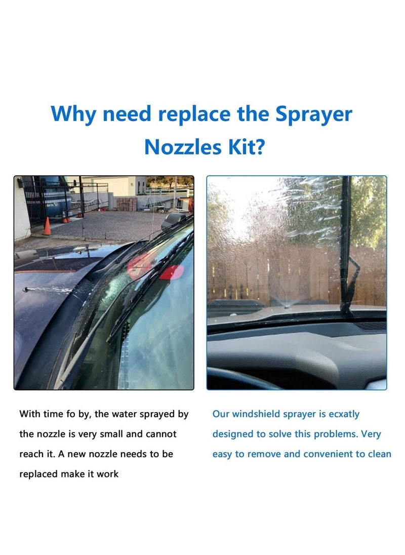 Windshield Washer Nozzles Replacement Kit for Chrysler Dodge Ram Windshield Washer Nozzle Hose Kit with 157-Inch Windshield Fluid Hose 2 Sprayer Nozzels with Gaskets 6 Hose Connector