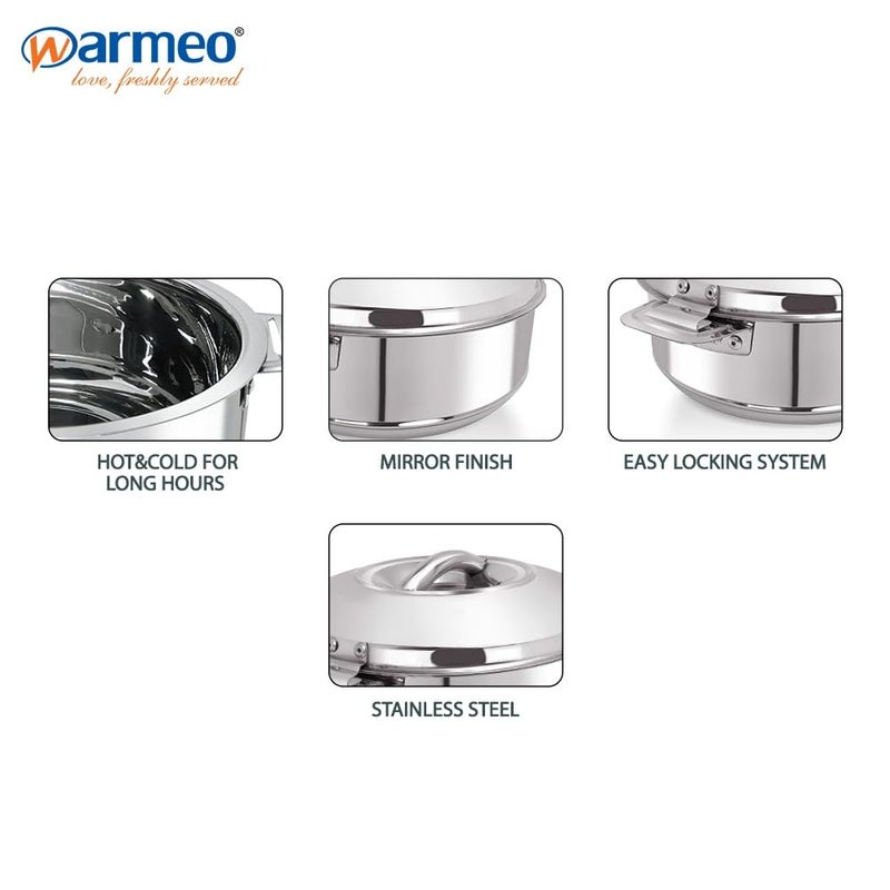 WARMEO طقم قدر بخاري معزول من الفولاذ المقاوم للصدأ سهل الحمل لصناديق الطعام الساخنة للمطبخ سهل التخزين فضي مجموعة من 3 50010001500 مل - Image 3