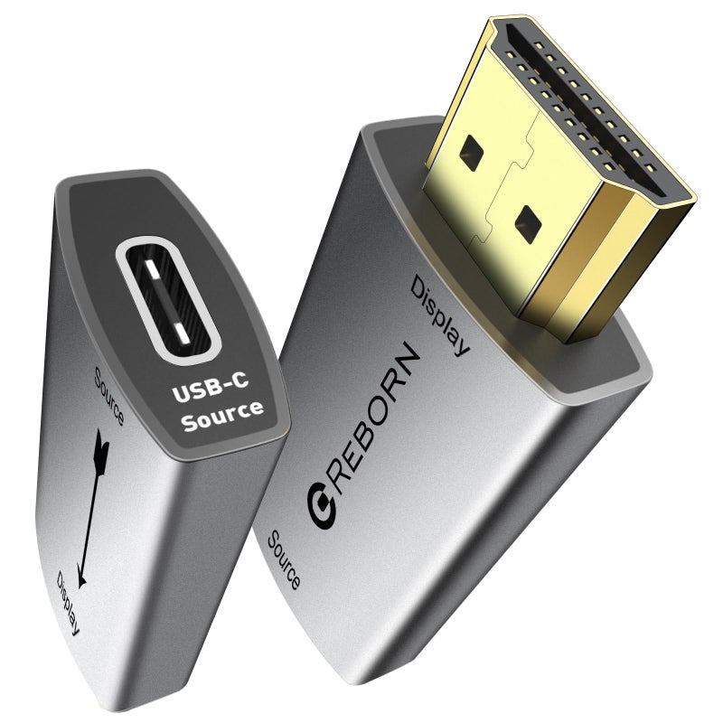 Reborn USB C Female to HDMI Male Adapter | 4K Uni-Directional USB Type C Source to HDMI 2.0 Display Converter Thunderbolt 3/4 to HDMI for MacBook Pro/Air, Galaxy S8 to S23, Surface - 1 Pack - Image 1