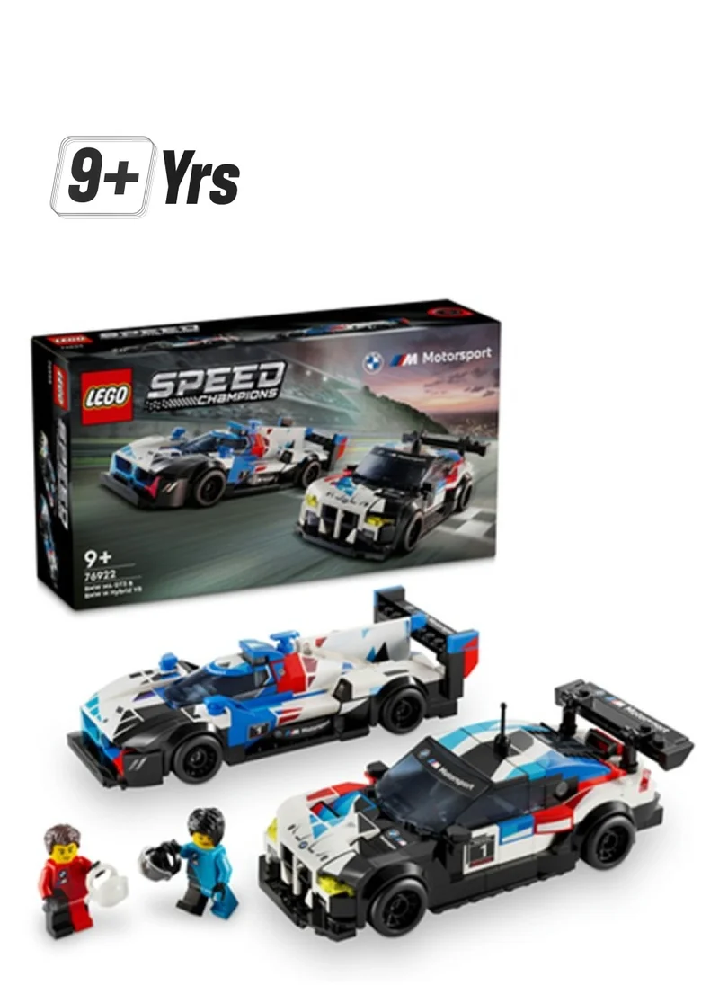 LEGO Speed Champions BMW M4 GT3 & BMW M Hybrid V8 Race Cars Toys for 9 Plus Year Old Boys & Girls, Buildable Model Vehicles with 2 Driver Minifigures, Kids' Bedroom Decoration, Birthday Gift Idea 76922