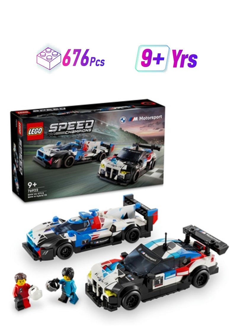 LEGO Speed Champions BMW M4 GT3 & BMW M Hybrid V8 Race Cars 76922 (676) Pieces  - Image 1