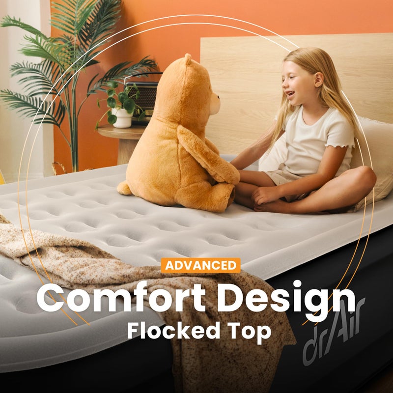Dr. air Queen Air Mattress with Built-in Pump, 18" Raised Blow Up Mattress, 800 lbs Max Honeycomb Air Bed, 48Hr Leak-Proof Test, 3min Inflatable Mattress for Home, Guests, Camping, Colchones inflables - Image 5