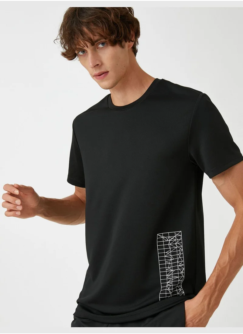 KOTON Basic Sport T-Shirt Printed Crew Neck