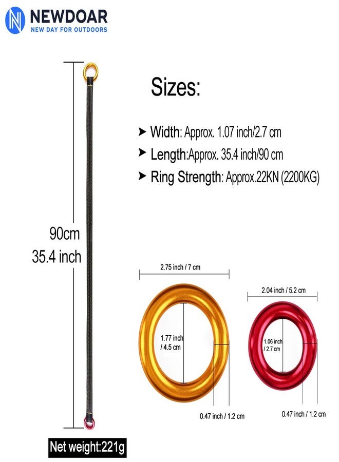 NewDoar Tree Arborist Friction Saver 22KN Climbing Cambium Saver Loop Belt Sling Retrievable Anchor Gold 35.4 inch - Image 2