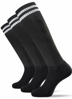 Excefore 3 Pairs Men's Sports Socks Soccer Anti-slip Football Breathable Athletic Rugby Hockey Socks, One Size  - Image 1
