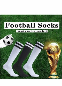 Excefore 3 Pairs Men's Sports Socks Soccer Anti-slip Football Breathable Athletic Rugby Hockey Socks, One Size  - Image 2