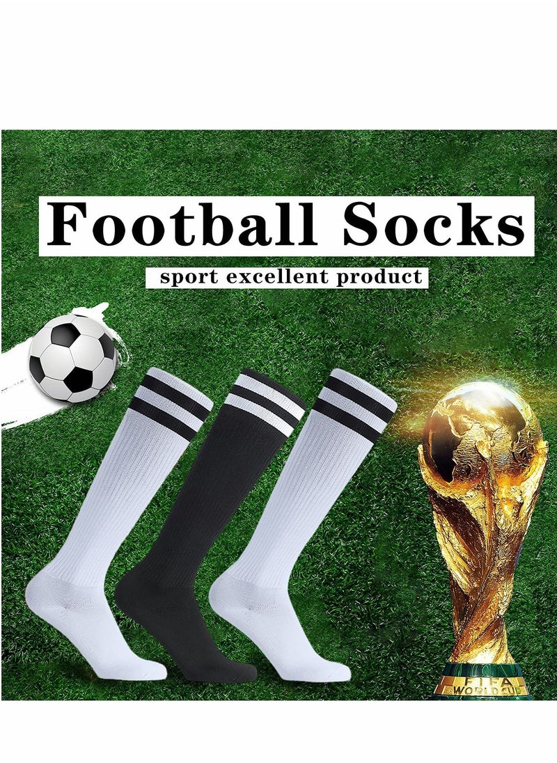 Excefore - 3 Pairs Men's Sports Socks Soccer Anti-slip Football Breathable Athletic Rugby Hockey Socks, One Size - Image 1