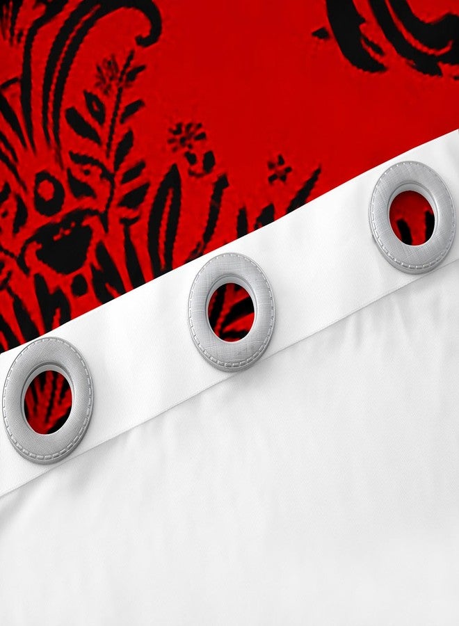 Castle Fairy ستارة بنقشة جمجمة قوطية لغرفة النوم، ستارة نافذة بنقشة زهور من الدانتيل الدمشقي الأحمر للفتيات والمراهقات، ستارة نافذة من الألياف الدقيقة بتصميم عتيق مستوحى من الطراز الفيكتوري والباروكي والبوهيمي، مقاس 42 بوصة عرضًا × 84 بوصة طولًا - Image 5