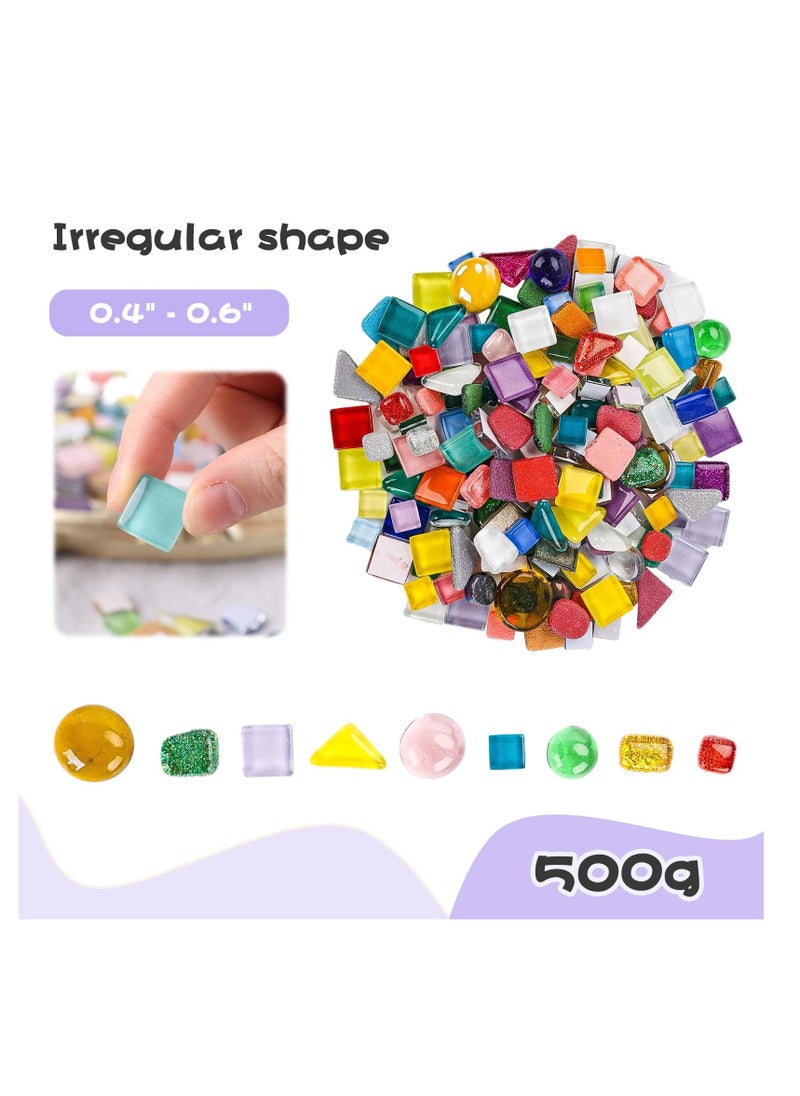 Mosaic Tiles Bulk, 250g Colorful Small Glass Pieces, Irregular Tiles Mosaic Glass, Glass Mosaic Tiles, Stained Glass Pieces for DIY Picture Home Mosaic Decoration - Image 2