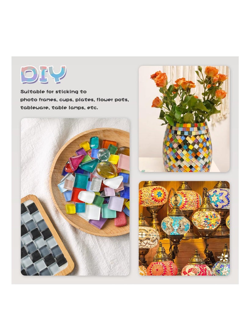 Mosaic Tiles Bulk, 250g Colorful Small Glass Pieces, Irregular Tiles Mosaic Glass, Glass Mosaic Tiles, Stained Glass Pieces for DIY Picture Home Mosaic Decoration - Image 4