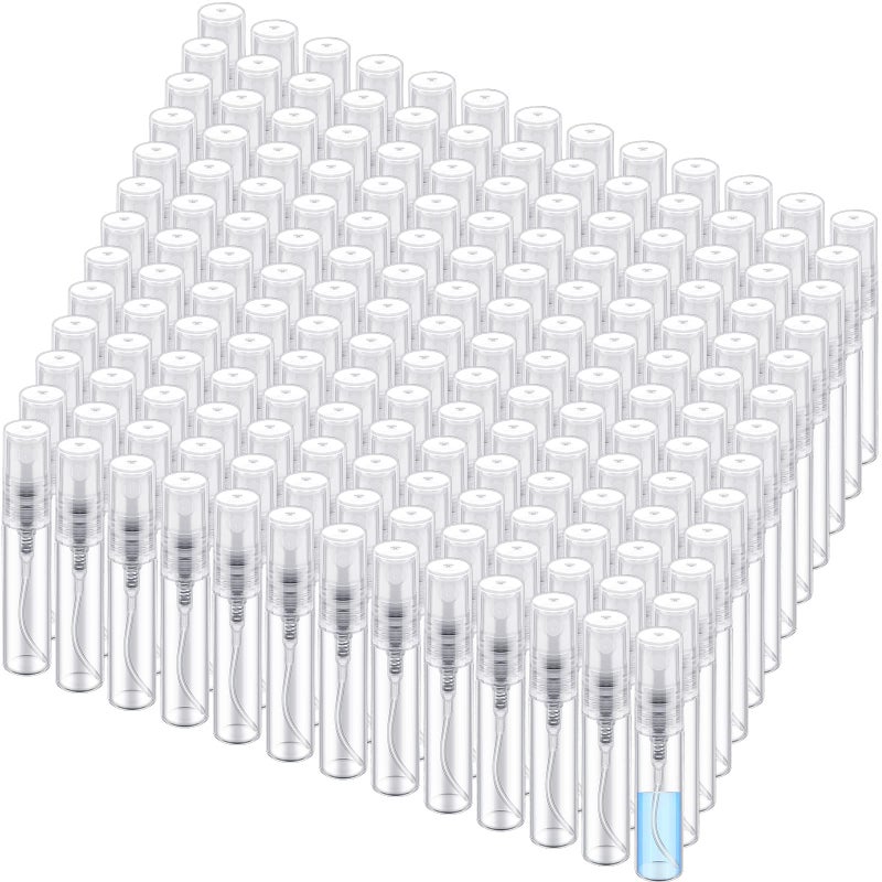 Zhehao 200 Pcs Mini Spray Bottles 5 ml Clear Glass Perfume Bottles Refillable Fine Mist Perfume Atomizer Portable Empty Sample Containers for Cleaning, Essential Oils, Travel (Clear Cap) - Image 1