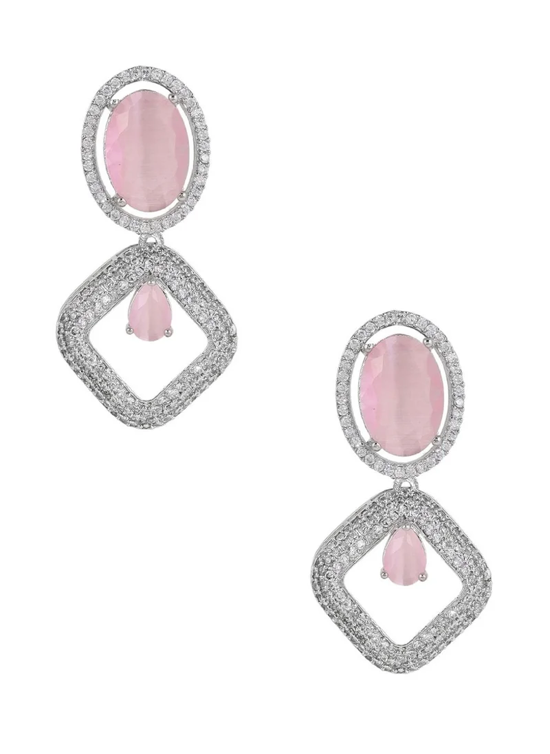 Priyaasi Plated American Diamond Contemporary Drop Earrings