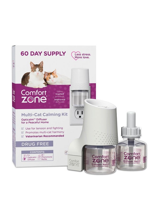 Comfort Zone Comfort Zone 60 Day Starter Kit; 1 Multicat Diffuser & 2 Refills; Cat Calming Pheromone; Reduce Stress, Aggression, Fighting, Urine Marking, Scratching  - Image 1
