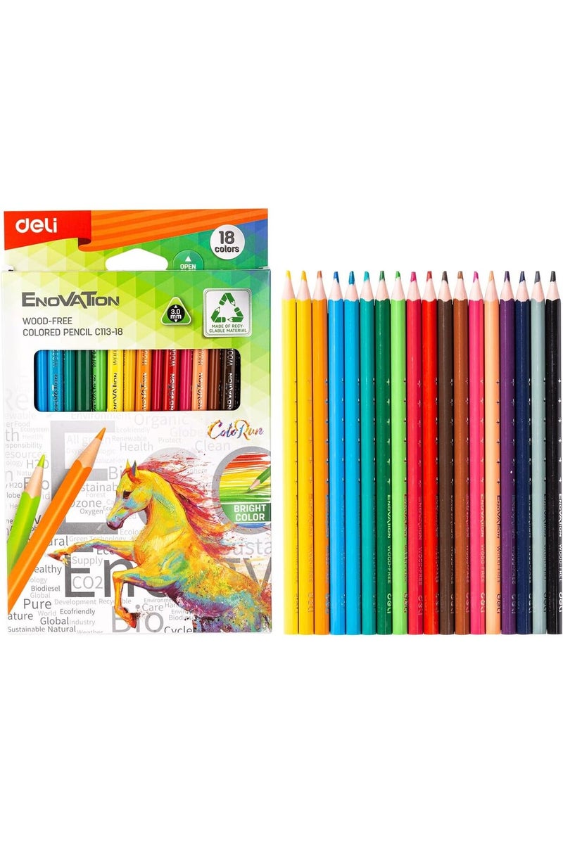 Deli Enovation Wood Free Color Pencil 18 Colors - Image 1