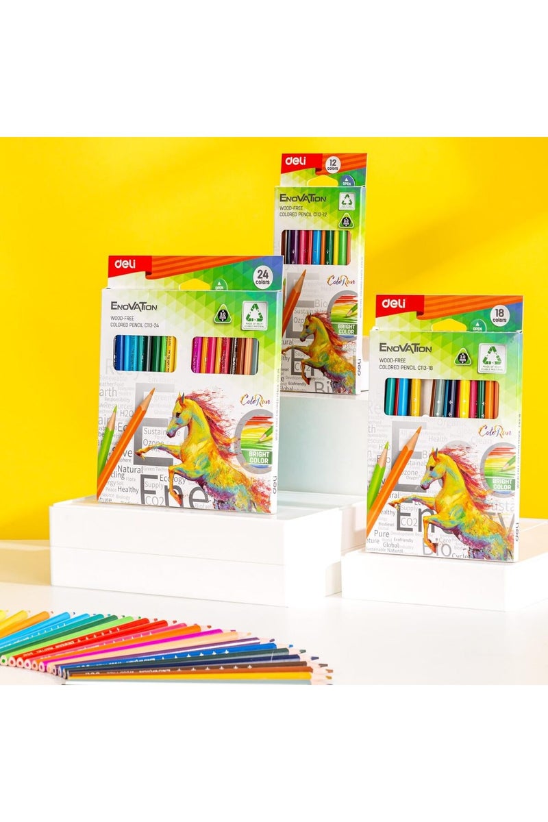 Deli Enovation Wood Free Color Pencil 18 Colors - Image 4