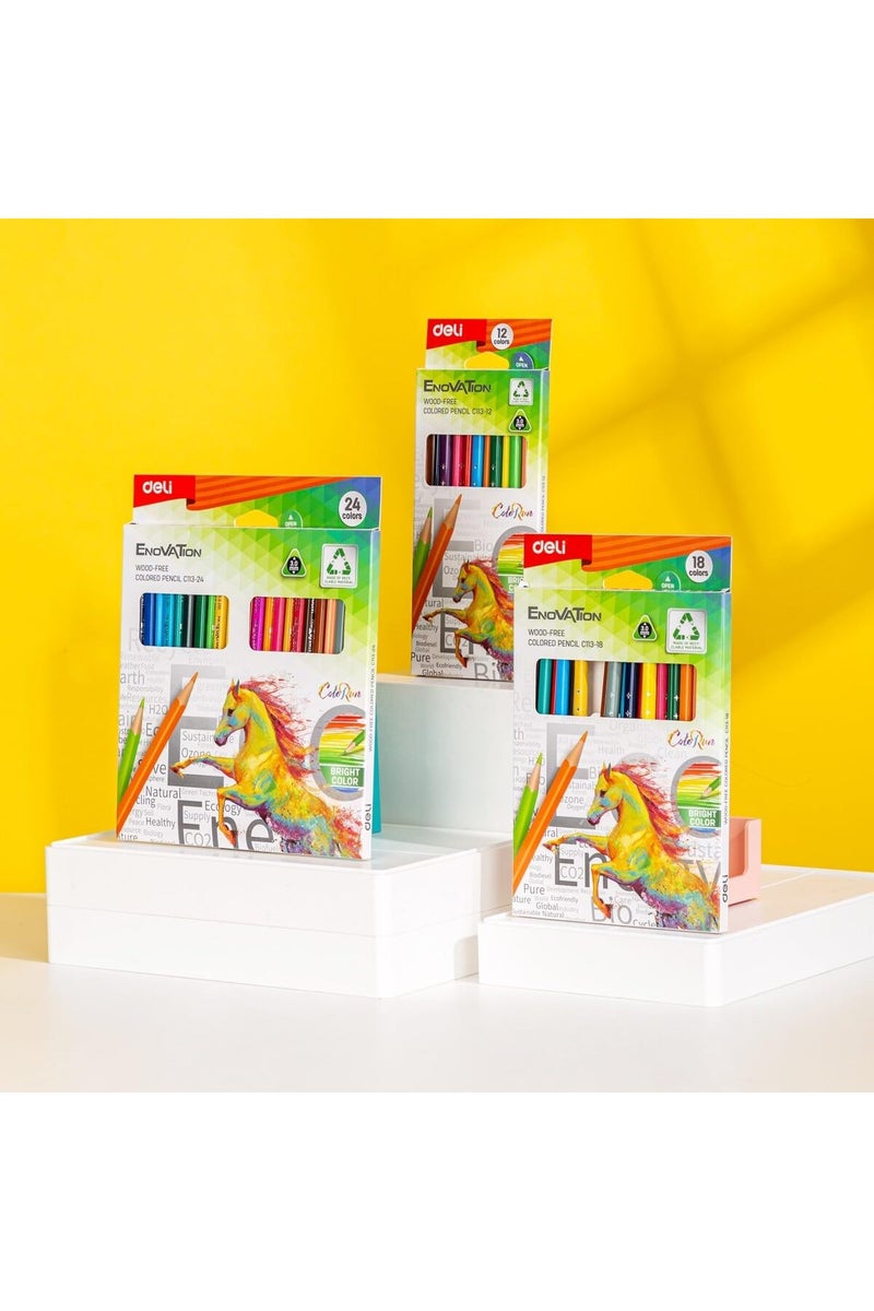 Deli Enovation Wood Free Color Pencil 18 Colors - Image 3