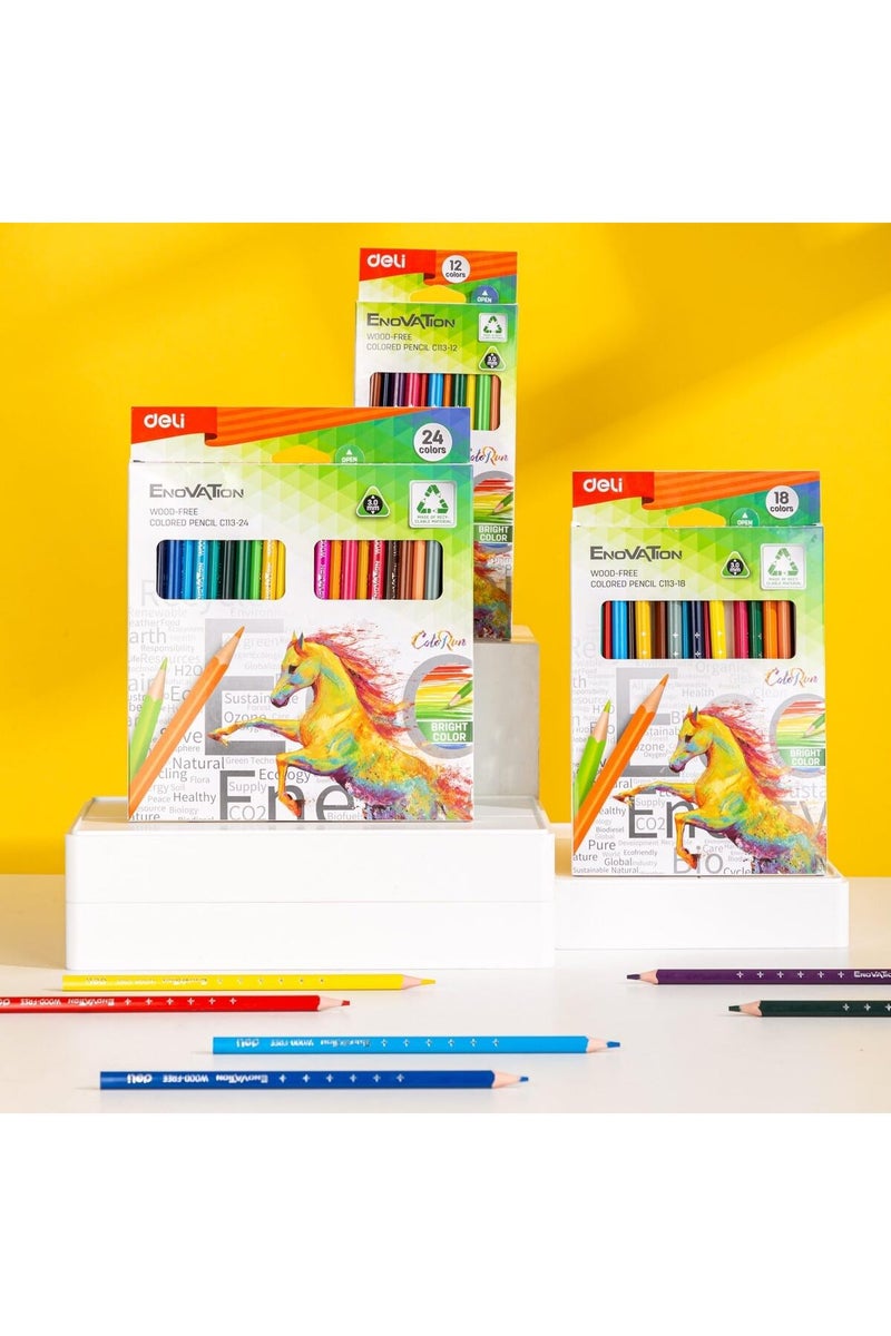 Deli Enovation Wood Free Color Pencil 18 Colors - Image 5