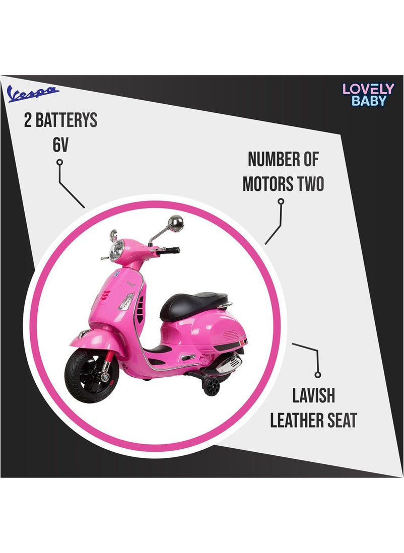 Lovely Baby دراجة بخارية كهربائية رائعة للأطفال LB 946L - دراجة بخارية بعجلات جانبية - أضواء وموسيقى - دراجة كهربائية - سكوتر للجلوس والقيادة للأطفال من سن 3 إلى 6 سنوات - وردي  - Image 2