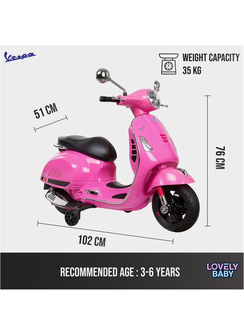 Lovely Baby دراجة بخارية كهربائية رائعة للأطفال LB 946L - دراجة بخارية بعجلات جانبية - أضواء وموسيقى - دراجة كهربائية - سكوتر للجلوس والقيادة للأطفال من سن 3 إلى 6 سنوات - وردي  - Image 3