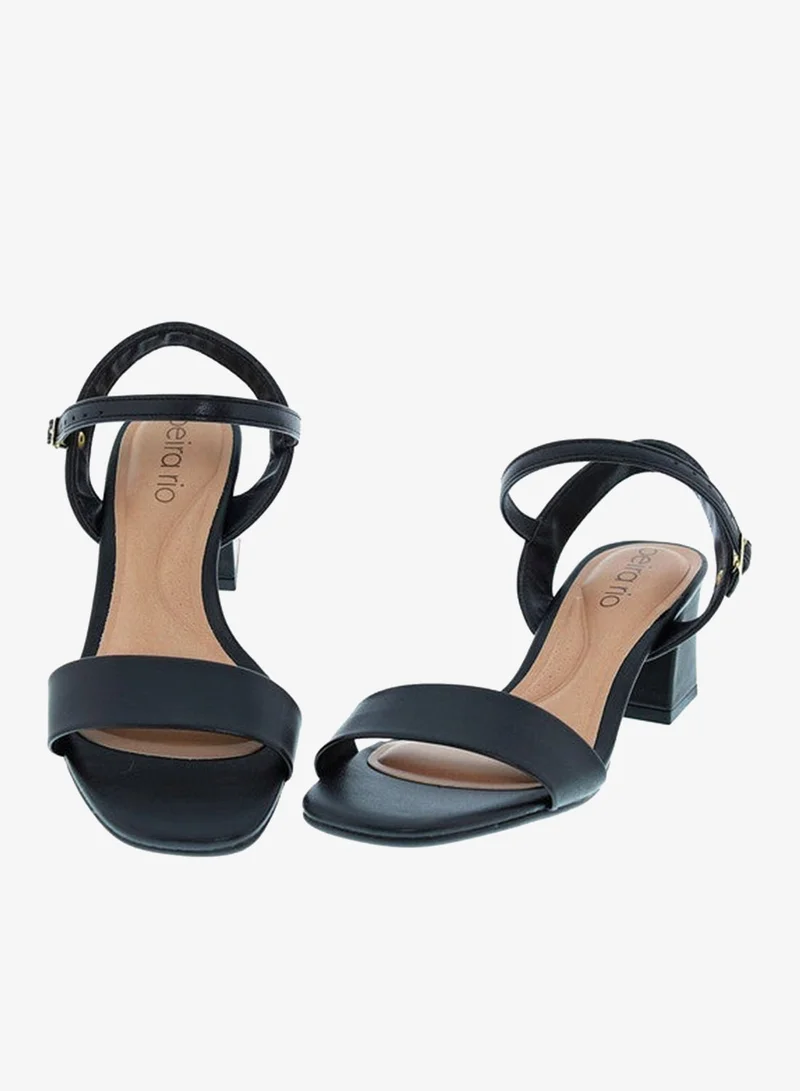 Beira Rio BLACK Beira Rio Ladies Mid Heel Sandals Black | Made In Brazil for Women | Best Price UAE