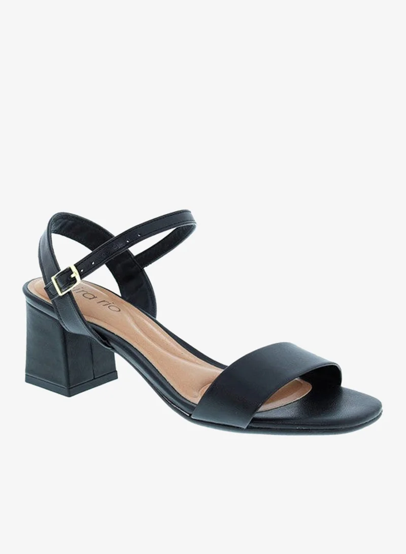 Beira Rio BLACK Beira Rio Ladies Mid Heel Sandals Black | Made In Brazil for Women | Best Price UAE