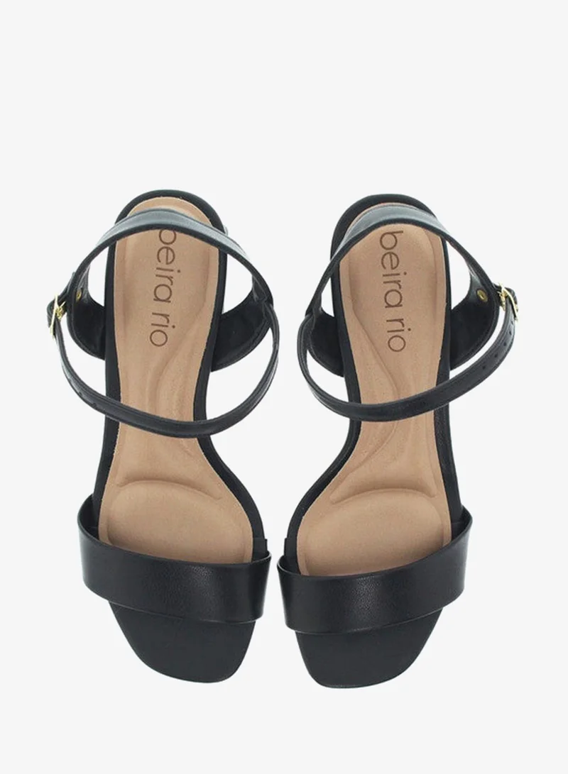 Beira Rio BLACK Beira Rio Ladies Mid Heel Sandals Black | Made In Brazil for Women | Best Price UAE