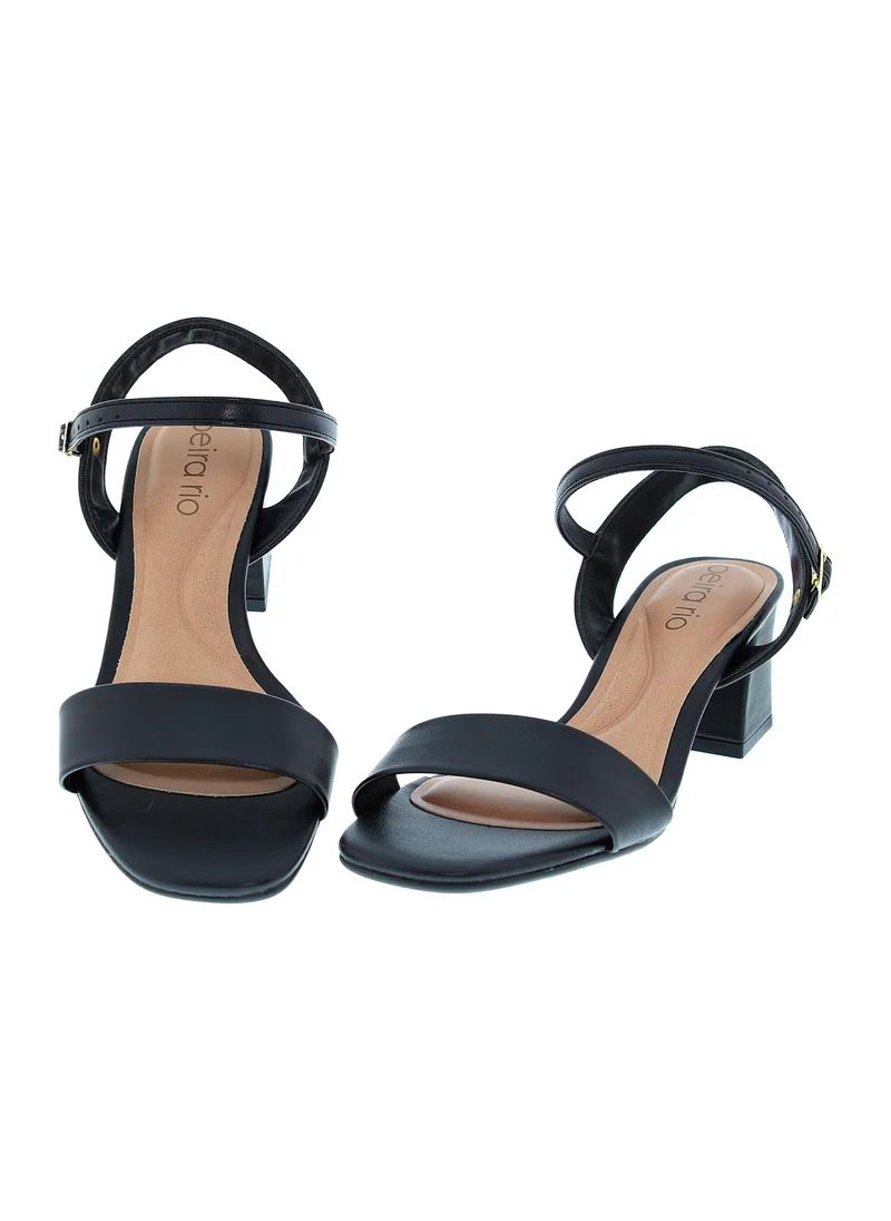 Beira Rio BLACK Beira Rio Ladies Mid Heel Sandals Black | Made In Brazil for Women | Best Price UAE