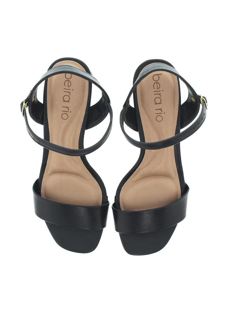Beira Rio BLACK Beira Rio Ladies Mid Heel Sandals Black | Made In Brazil for Women | Best Price UAE