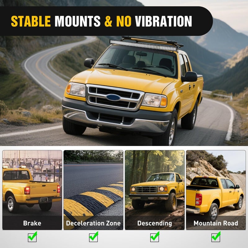 Nilight 50 inch Curved LED Light Bar Bracket Mounting Upper Windshield Roof Cab Brackets Compatible with Ford Ranger 1993-2011 Pickup 4-Door or 2-Door - Image 5