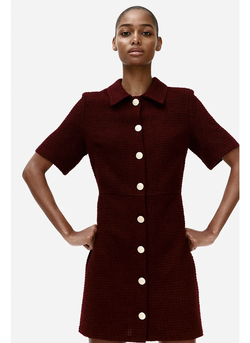 H&M Button-Front Bouclé Dress