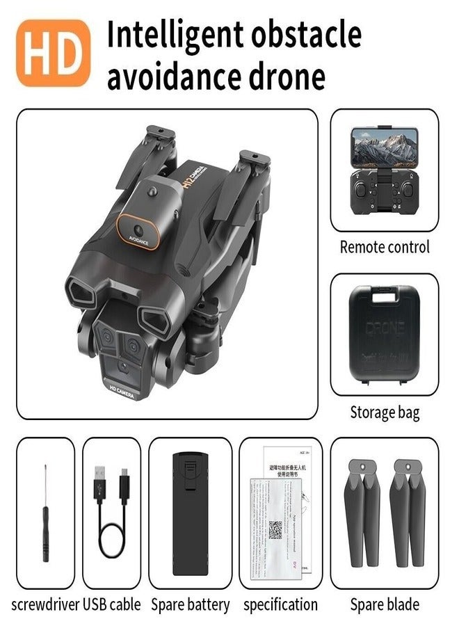 HD H12 Mini Drone Four-Sided Obstacle Avoidance Quadcopter Toy Beginner with one click takeoff, one click landing, Folding Design, Black colour, 4K HD - Image 3
