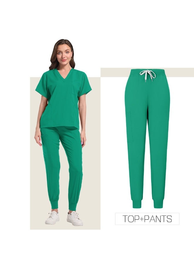 Loquat Womens Medical Scrubs Set Medical Uniform Set Cyan Green - Image 1
