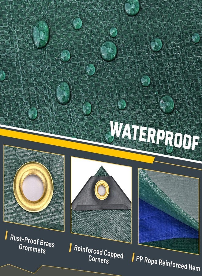 Kesfitt Tarp Heavy Duty Waterproof 10x12FT,16 Mil Thick Tarps Tear&Fade Resistant,UV Resistant,Poly Tarp Cover with Grommets and Reinforced Edges for Outdoor Camping Pools Boat Car(Green/Blue) - Image 2