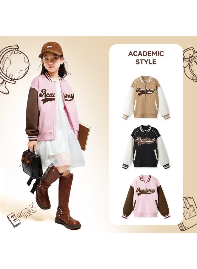 Annil Boys & Girls Baseball Jacket, Spring/autumn Casual Sporty Patchwork Coat For Kids & Teens - Image 4