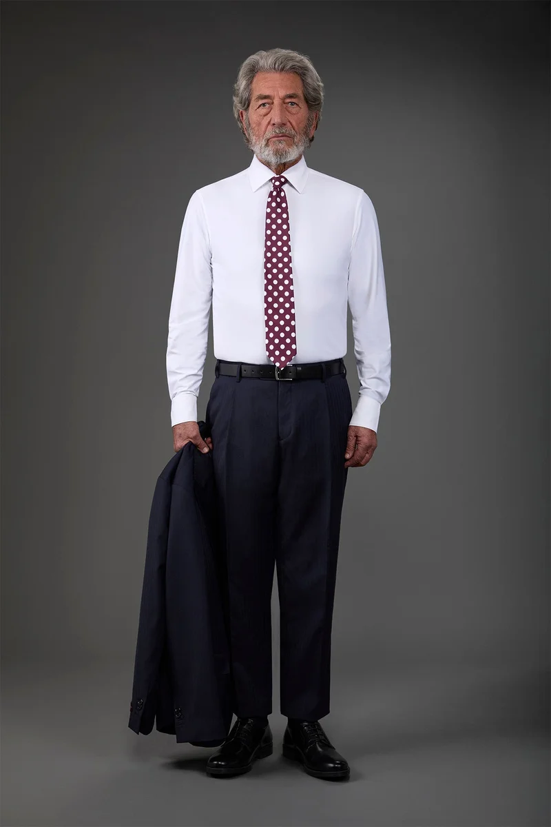 Doppelganger Men's stretch shirt with classic collar in twill construction stretch nylon fabric - White